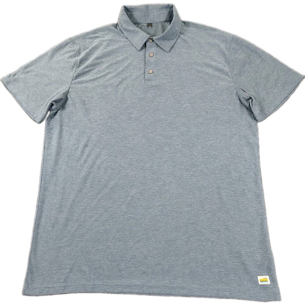 Vuori Strato Tech Polo Shirt Mens L Blue Performance Stretch DreamKnit Outdoor